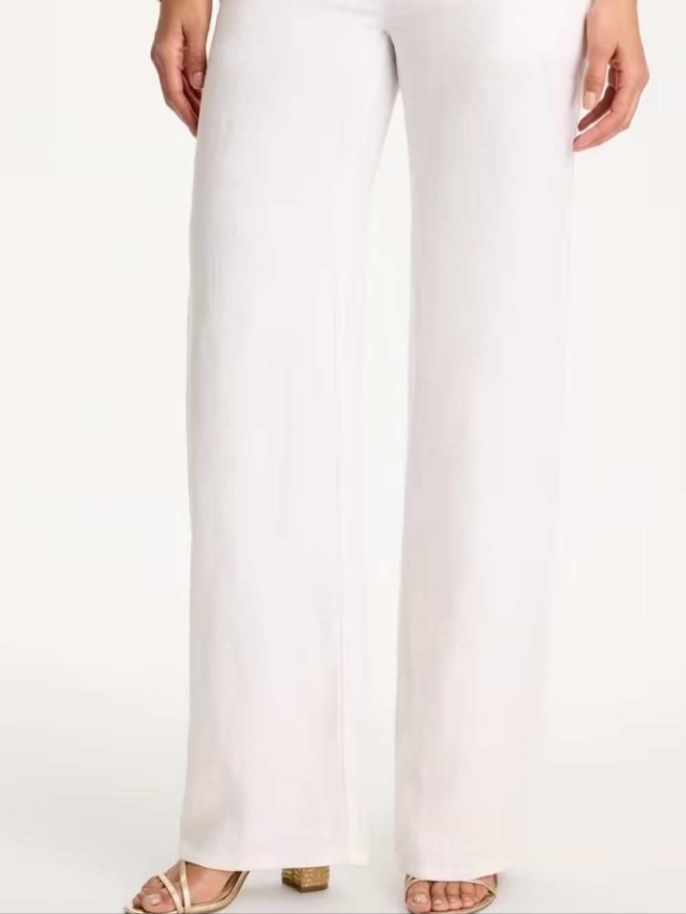 Chico's White Pull On Wide-Leg 100%Linen City, Beach, Boho Pants Size 1R